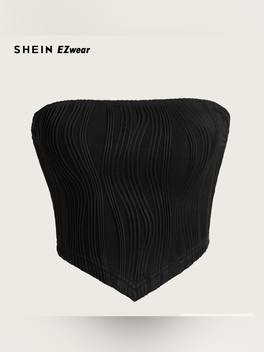 SHEIN Black Strapless Textured Bandeau One-Piece